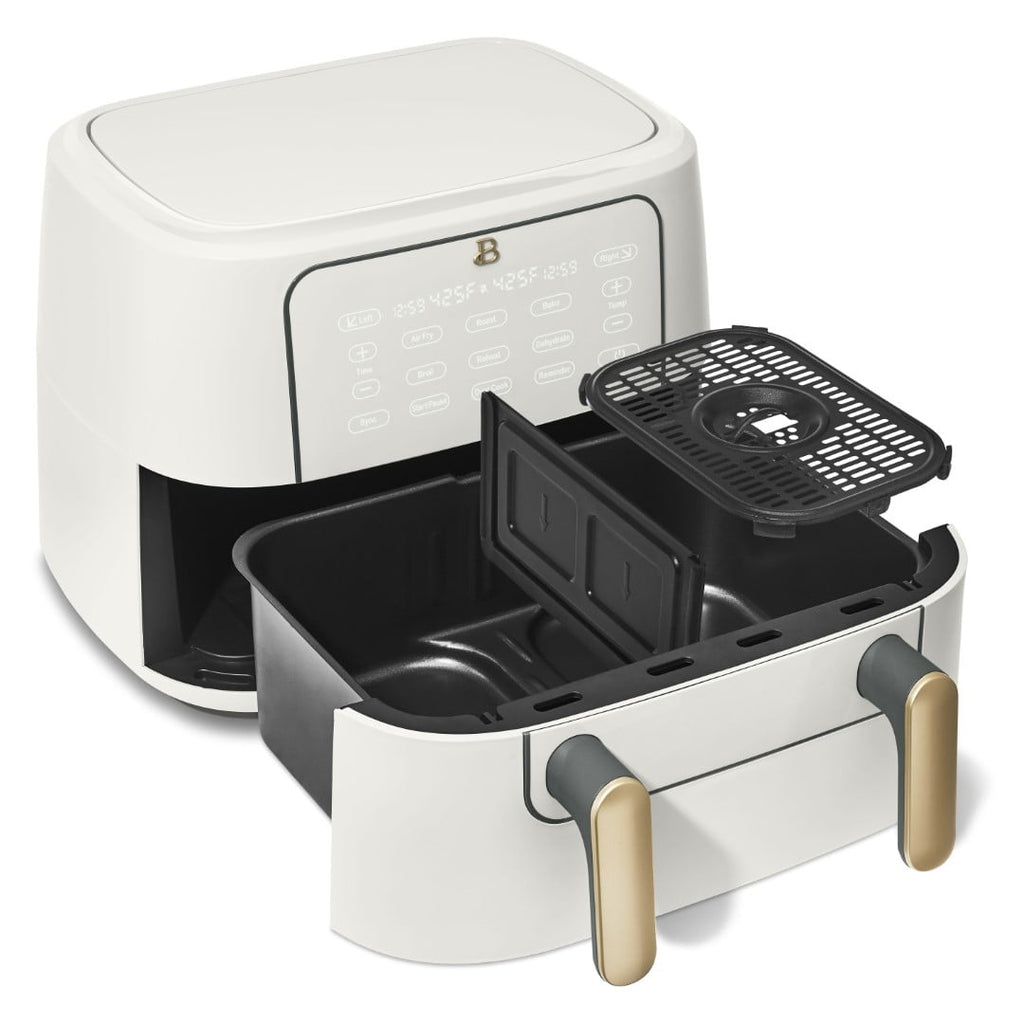 Beautiful 9 QT TriZone Air Fryer, White Icing by Drew Barrymore