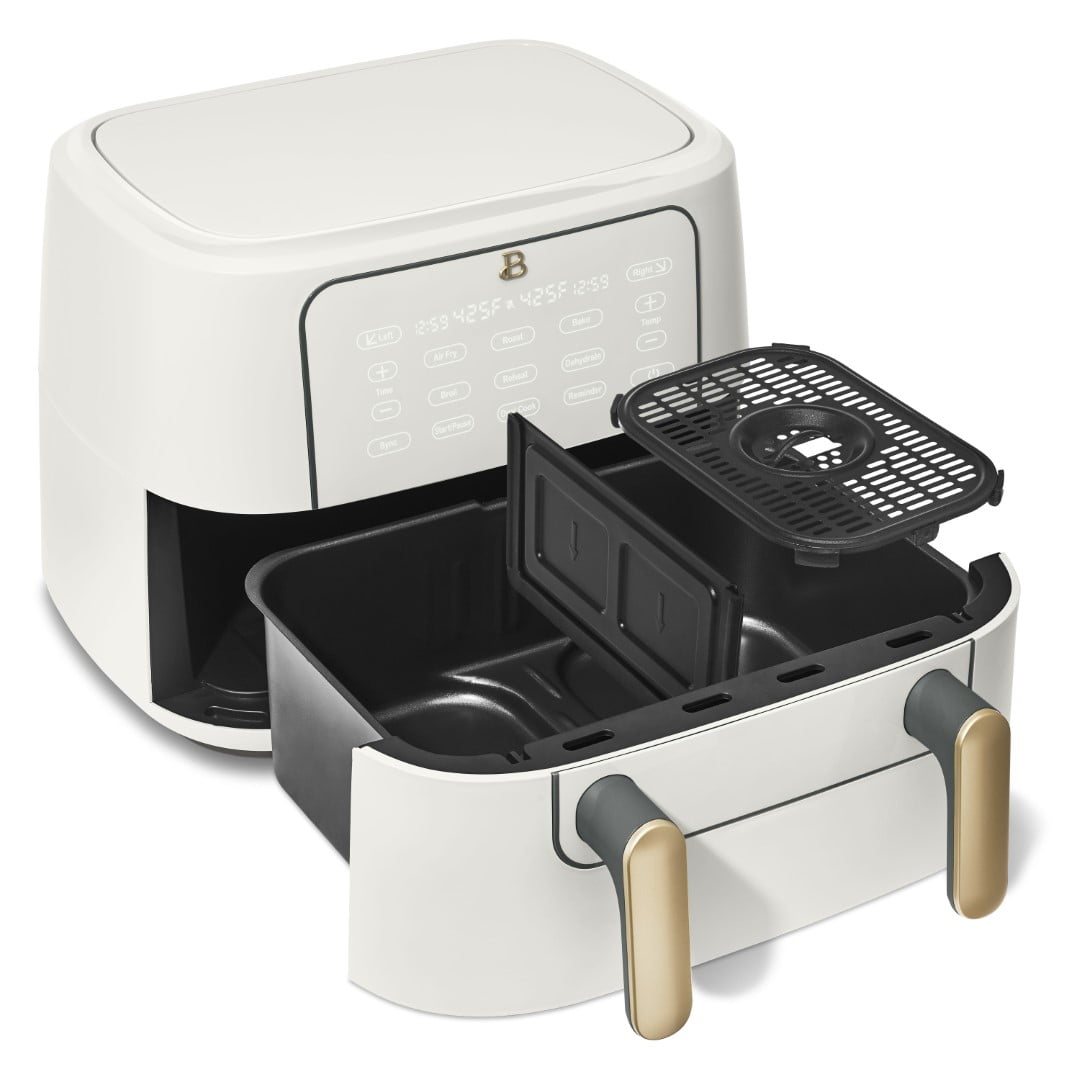 Beautiful 9 QT TriZone Air Fryer, White Icing by Drew Barrymore