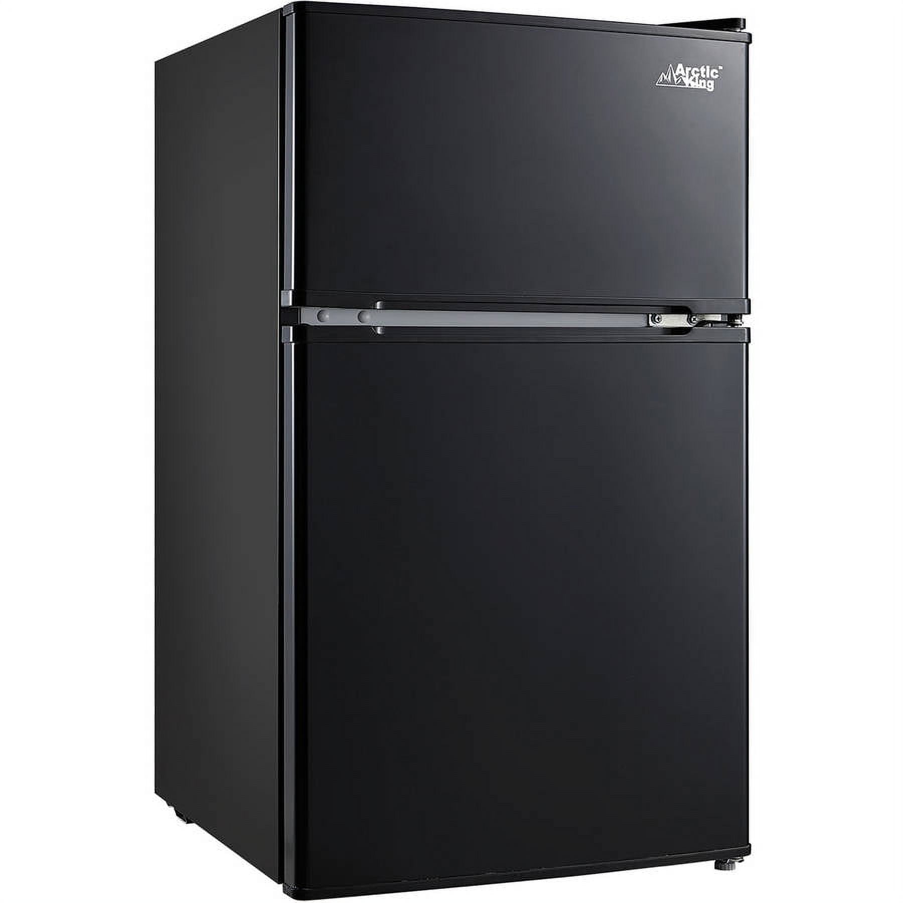 Arctic King 3.2 Cu ft Two Door Mini Fridge with Freezer, Stainless Steel, E-Star, ARM32D5ASL