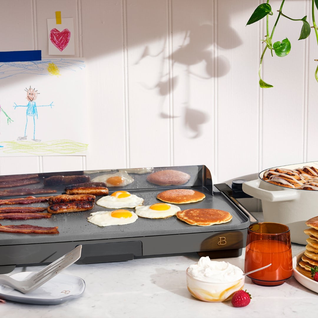 Beautiful XL Electric Griddle 12" x 22"- Non-Stick, White Icing by Drew Barrymore