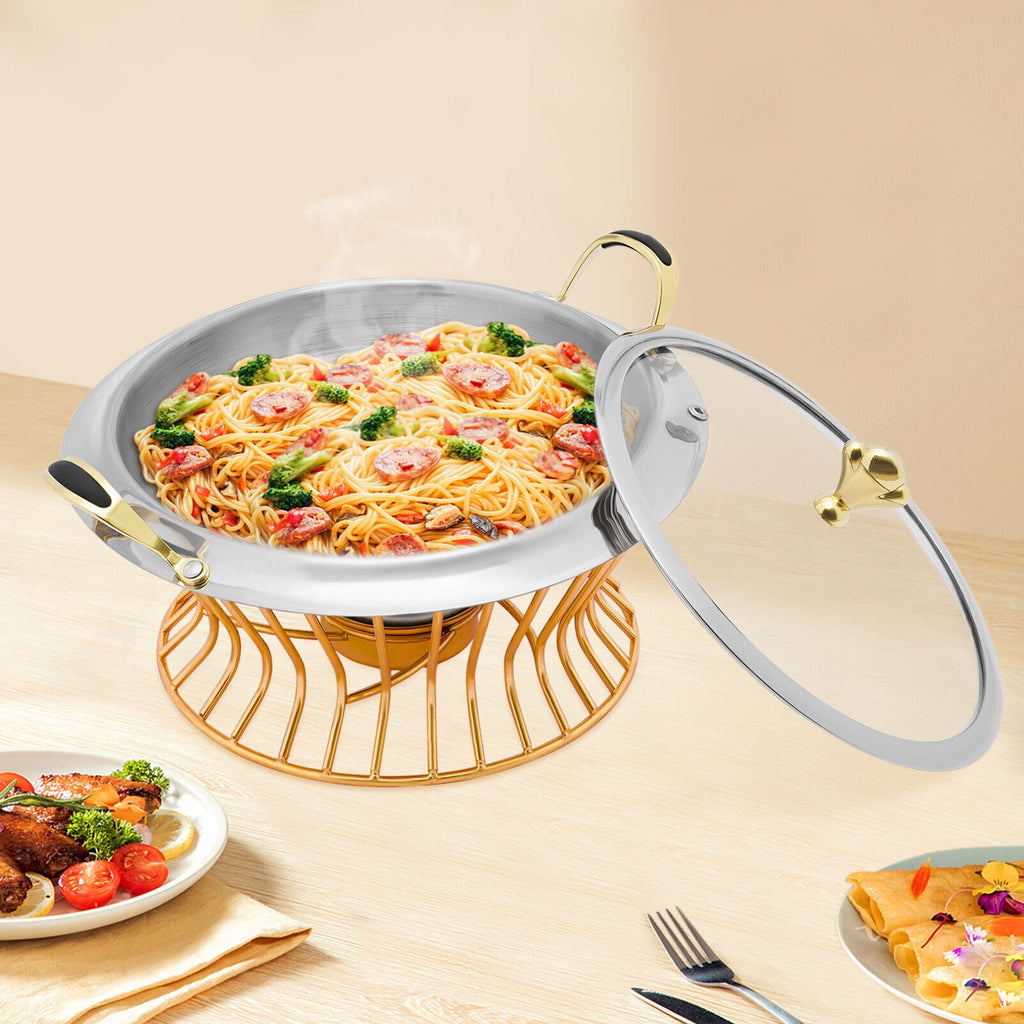 2L / 2.11qt Stainless Steel Chafing Dish Buffet Chafer Food Warmer with Fuel Holder for Family Gatherings, Dormitories, Banquets