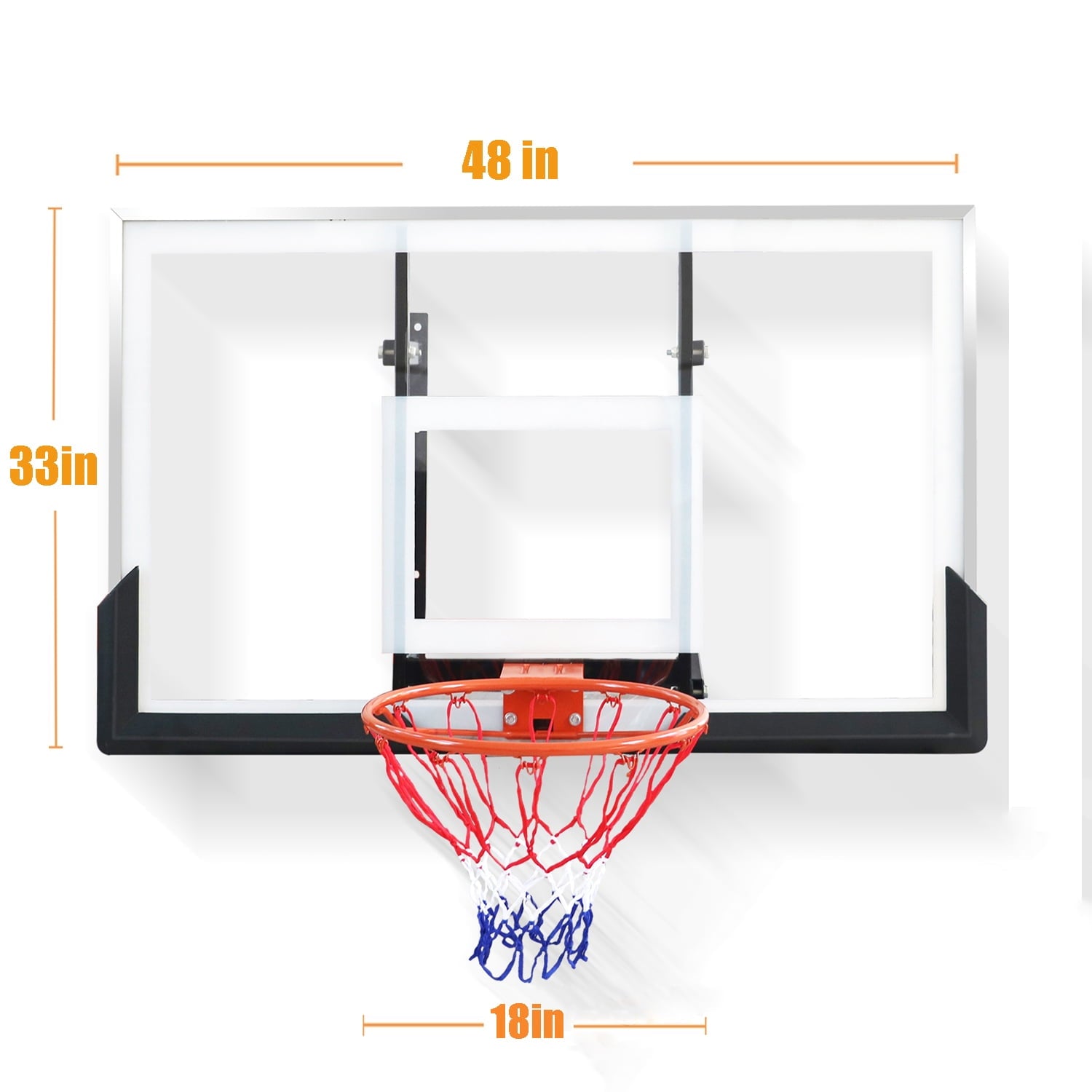 48in Basketball Backboard and Rim Combo, iFanze Professional Wall-Mounted Basketball Hoop with Shatterproof Polycarbonate Backboard for All Levels Indoor Outdoor Use